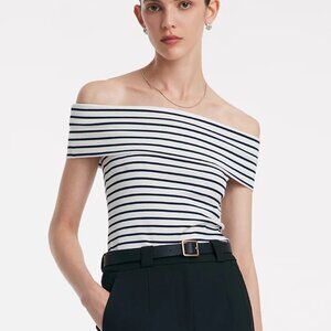 Goelia Off Shoulder Striped Slim Top